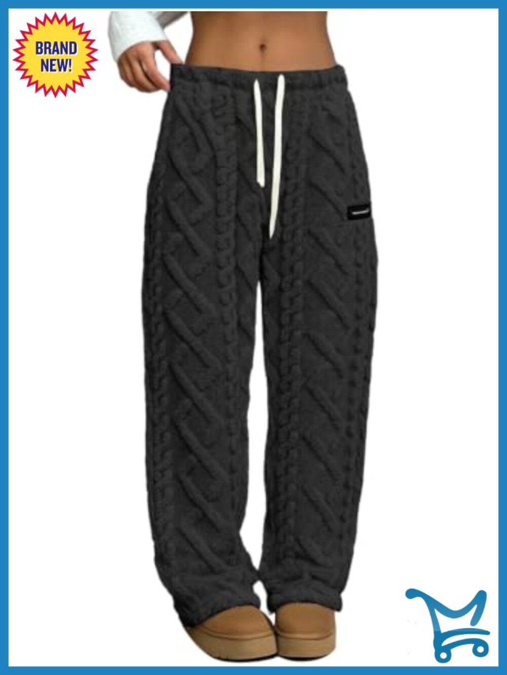 Fleece Pajama Bottoms Wide Leg Lounge Pants with Pockets